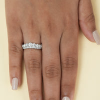 Round Moissanite Double Row Curved Wedding Band