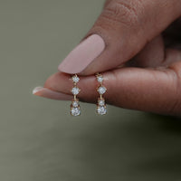 Round Lab Diamond Drop Dangle Earrings