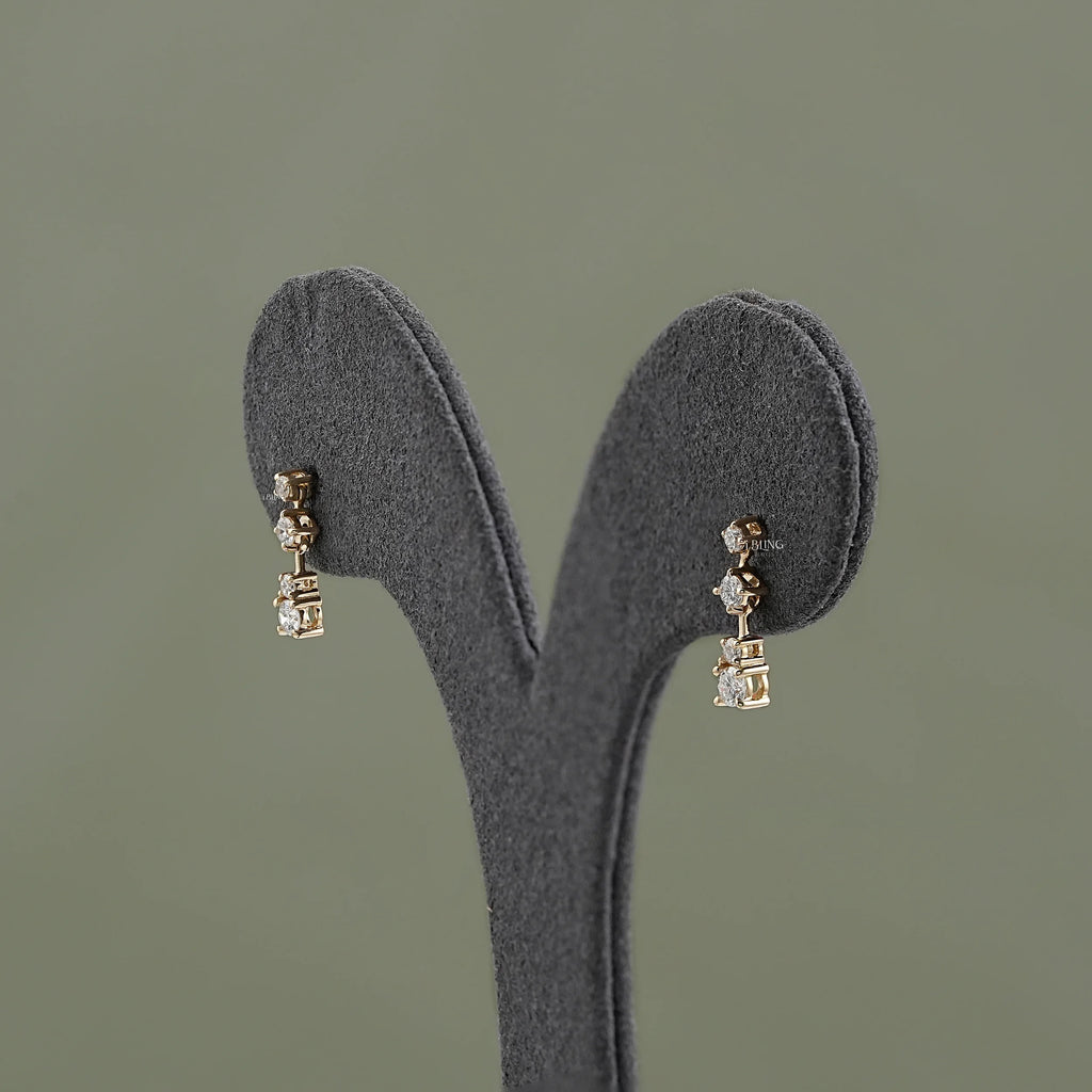 Round Lab Diamond Drop Dangle Earrings