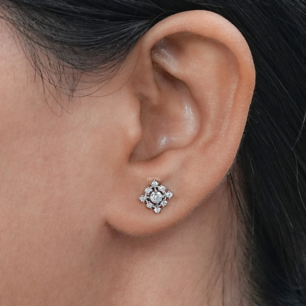 Round Cut Eco Friendly Diamond Dainty Stud Earrings