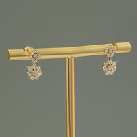 Round Lab Diamond Flower Dangle Earrings