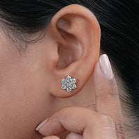 Round Lab Diamond Floral Stud Earrings