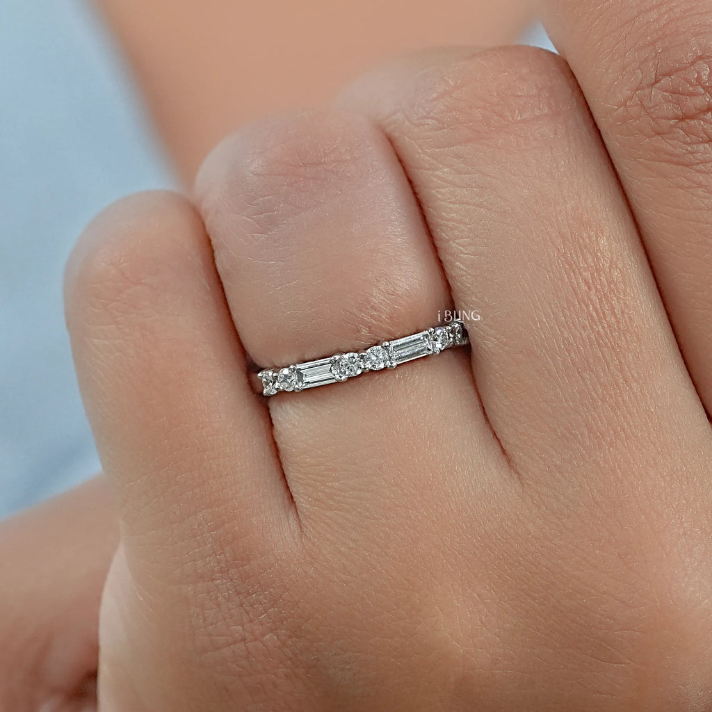 Baguette And Round Diamond East West Set Band