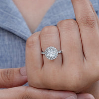 Round Lab Diamond Halo Engagement Ring