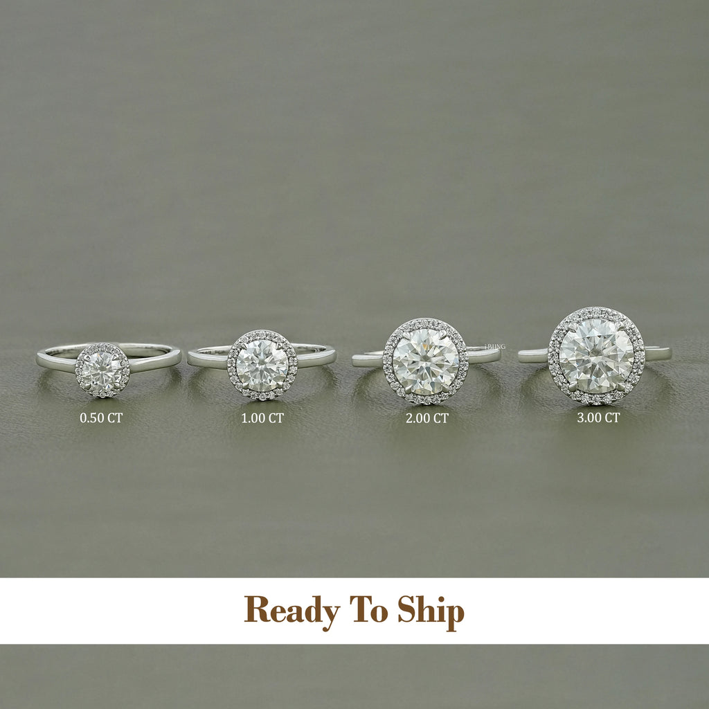 Round Moissanite Halo Engagement Ring