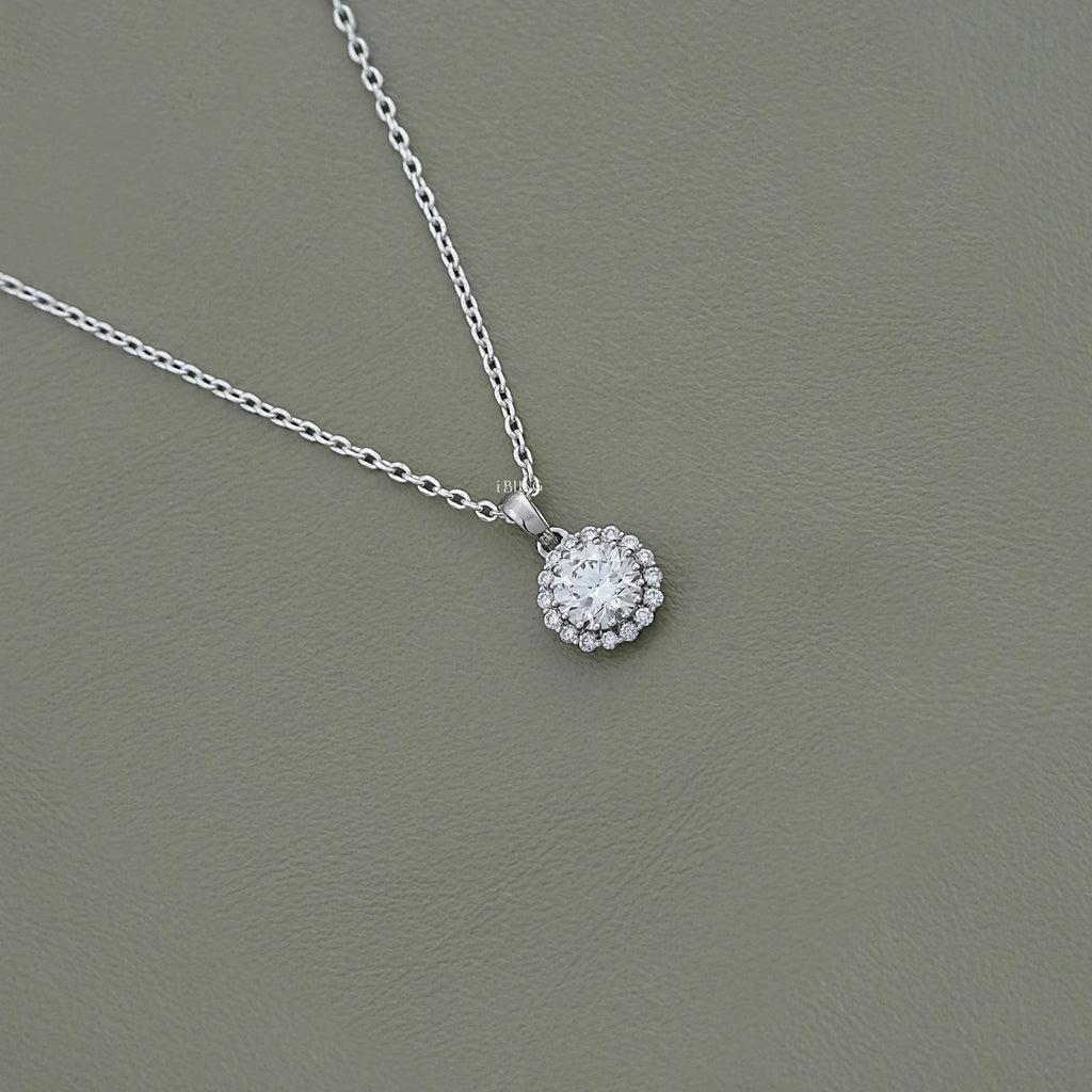 Round Diamond Halo Necklace