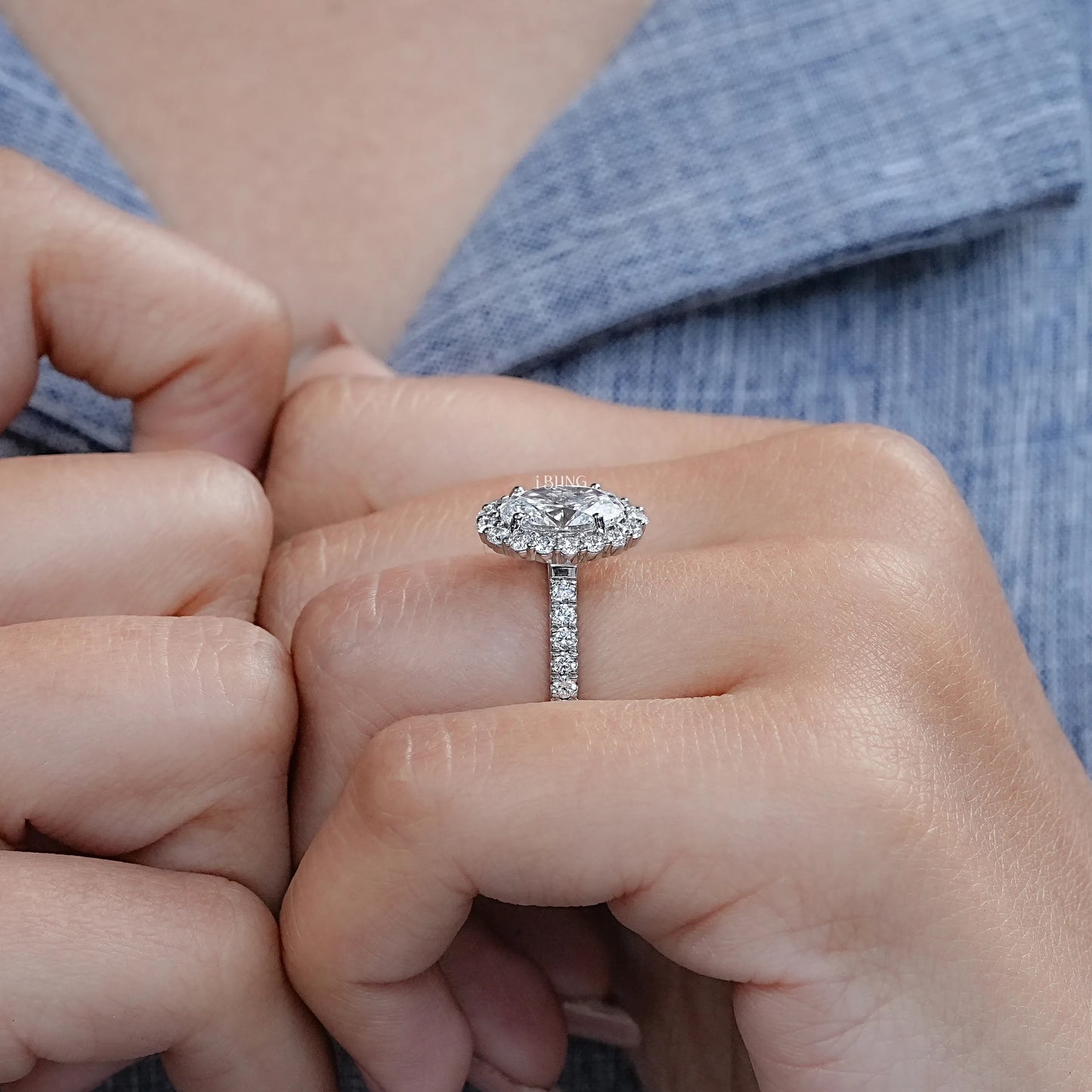 Oval Lab Diamond Halo Engagement Ring