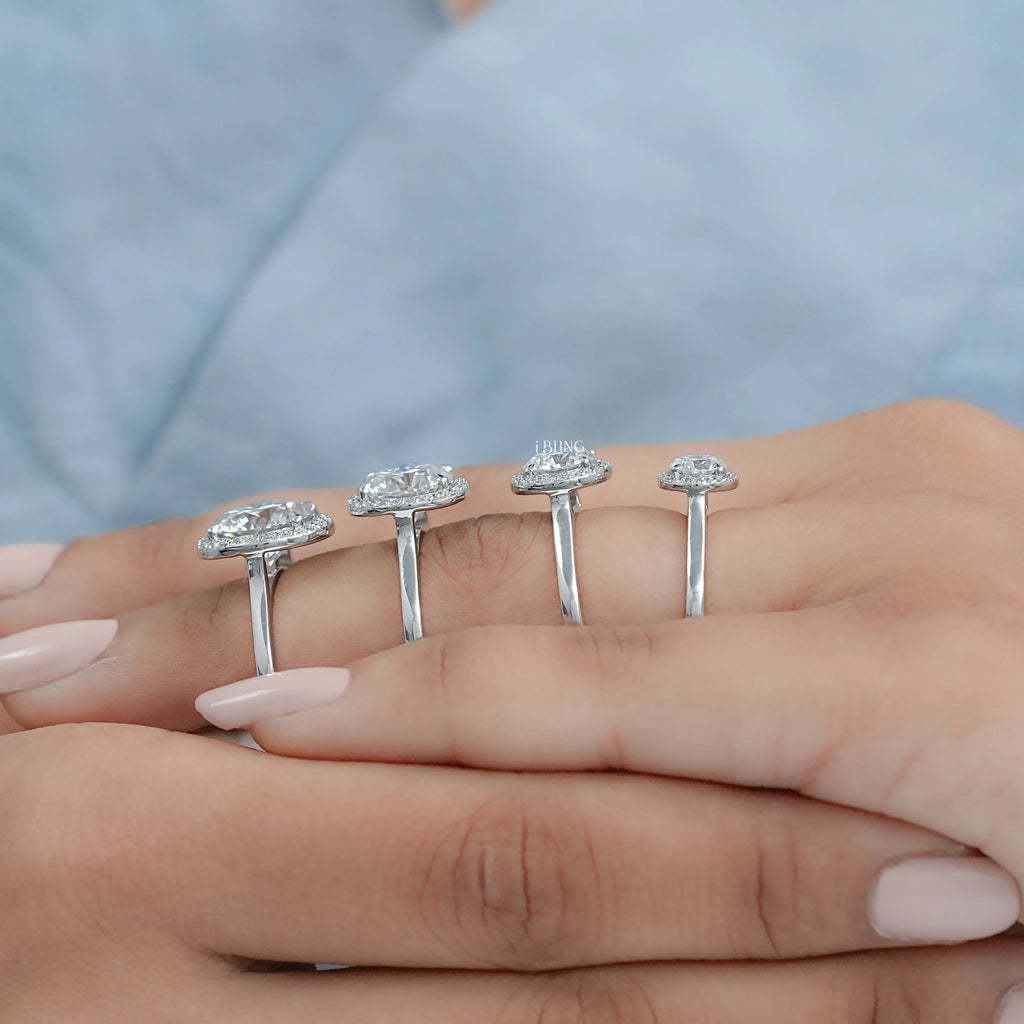 Round Moissanite Halo Engagement Ring