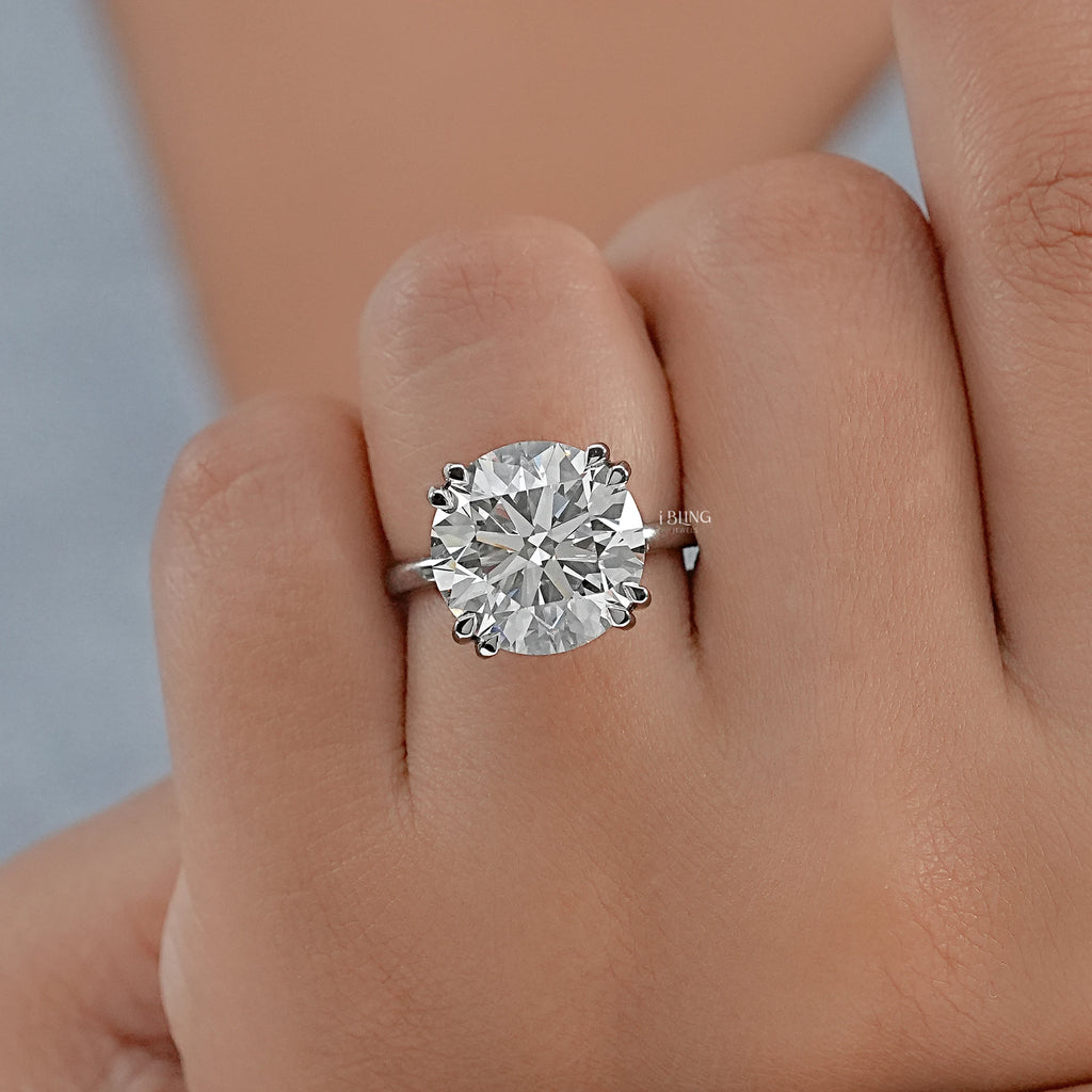Round Cut Diamond Hidden Halo Solitaire Ring