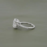 Round Cut Hidden Halo Pave Engagement Ring