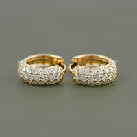 Round Diamond Pave Set Huggie Hoop Earrings