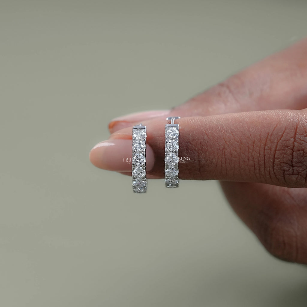 Round Lab Grown Diamond In-Out Hoop Earrings