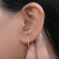 Round Lab Diamond In-Out Hoop Earrings