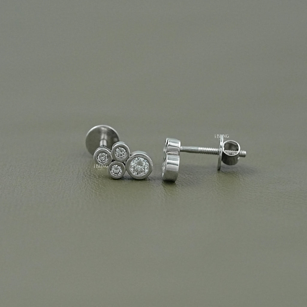 Round Cut Lab Grown Diamond Bezel Set Stud Earrings