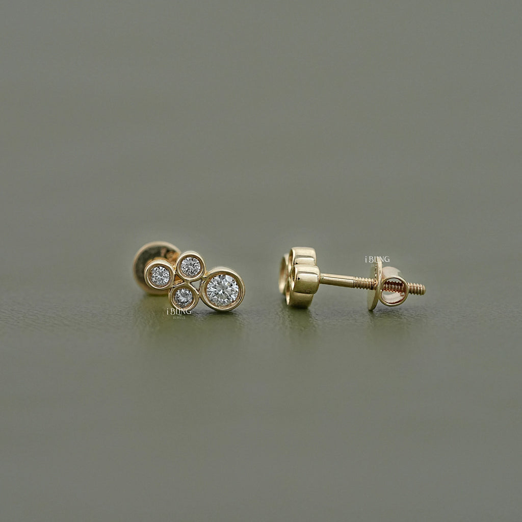 Round Cut Lab Diamond Bezel Set Stud Earrings