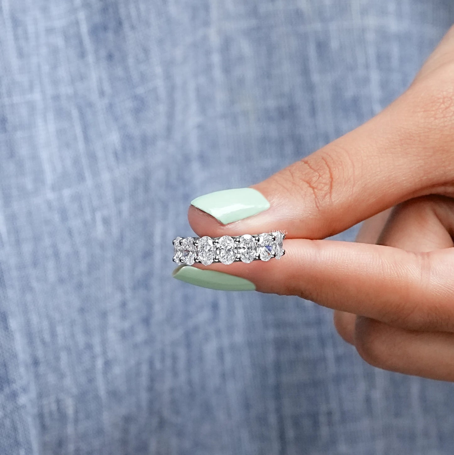 Seven Stone Oval Cut Diamond Wedding Band