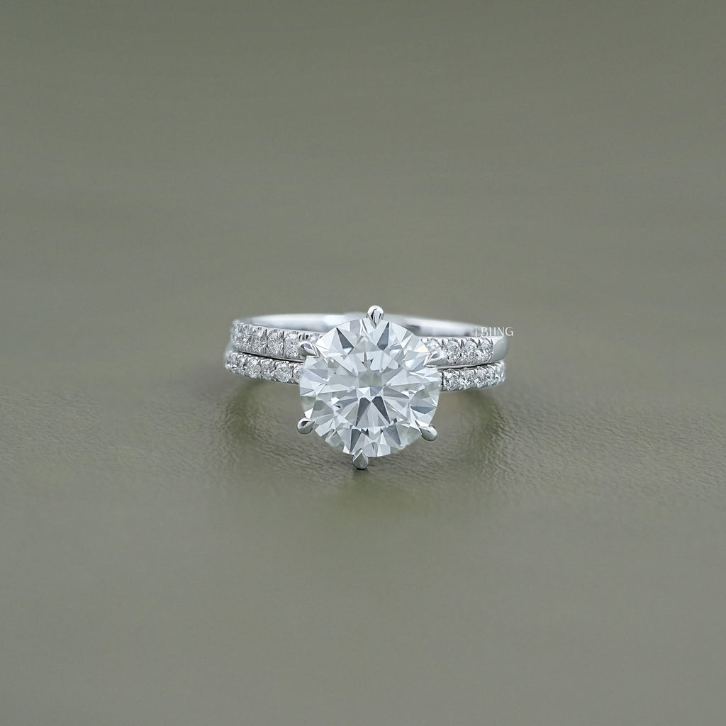 Round Cut Lab Diamond Bridal Ring Set