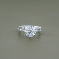 Round Cut Lab Diamond Bridal Ring Set