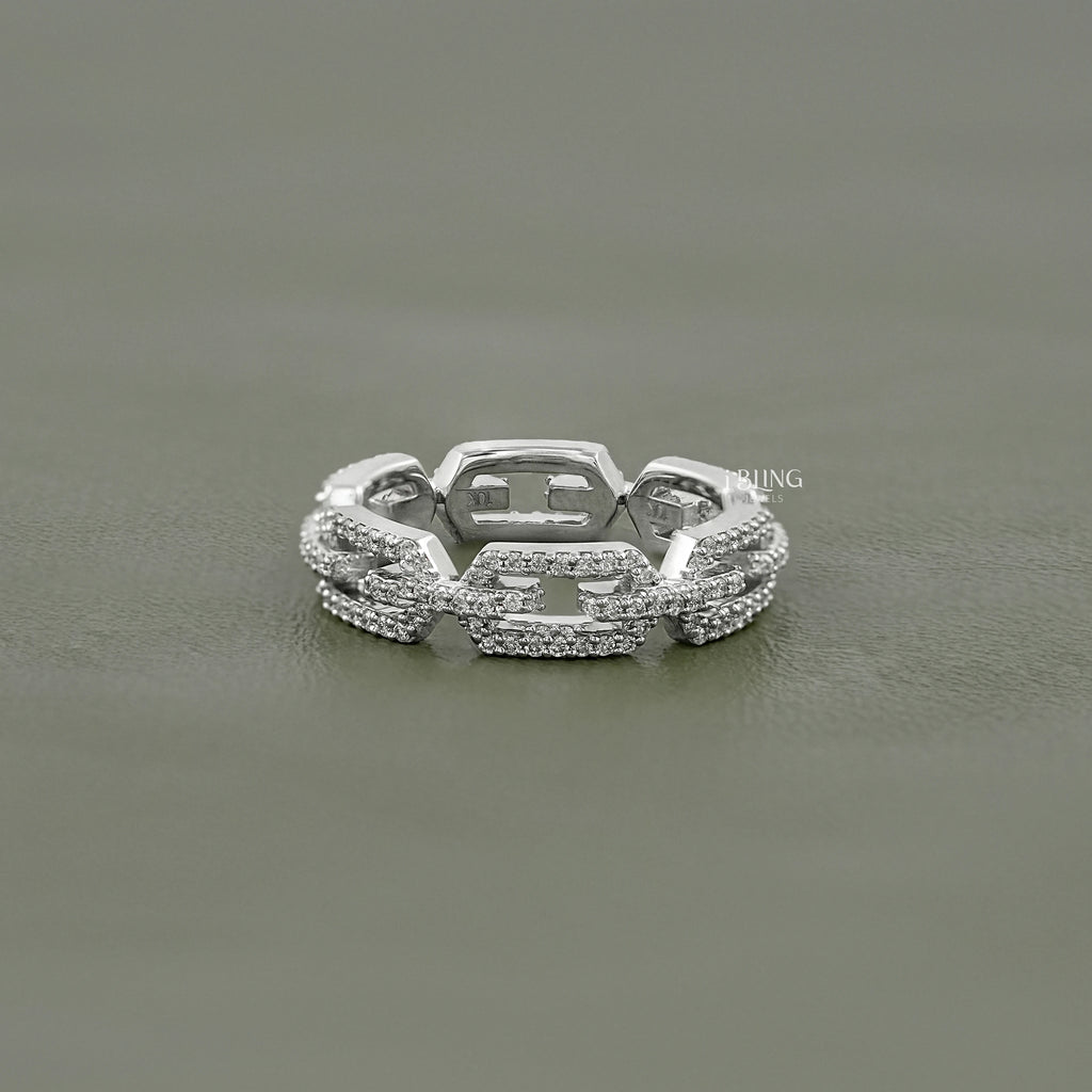 Round Cut Lab Diamond Chain Link Ring