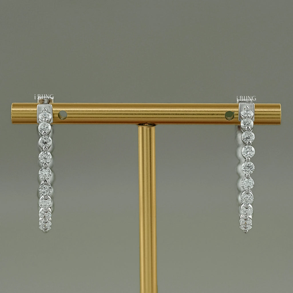 Round Cut Lab Diamond Hoop Earrings