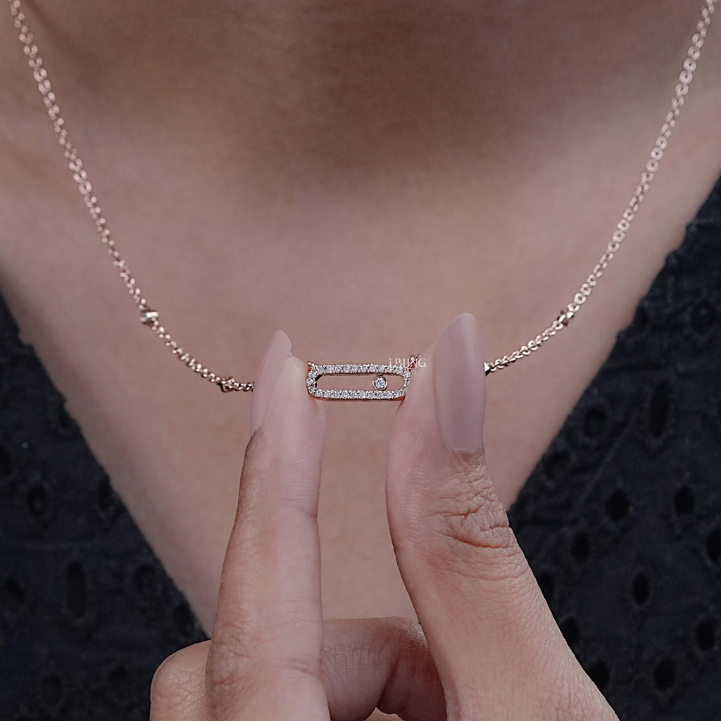 Lab Grown Diamond Paper Clip Necklace