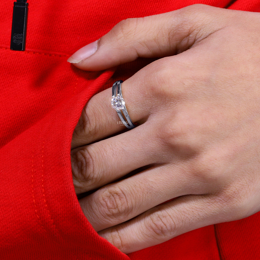 Double Band Round Brilliant Engagement Ring