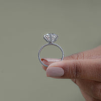 Round Cut Lab Diamond Pave Set Engagement Ring