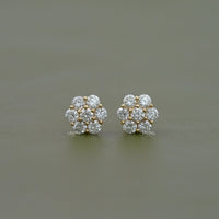 Round Cut Lab Diamond Floral Shape Stud Earrings