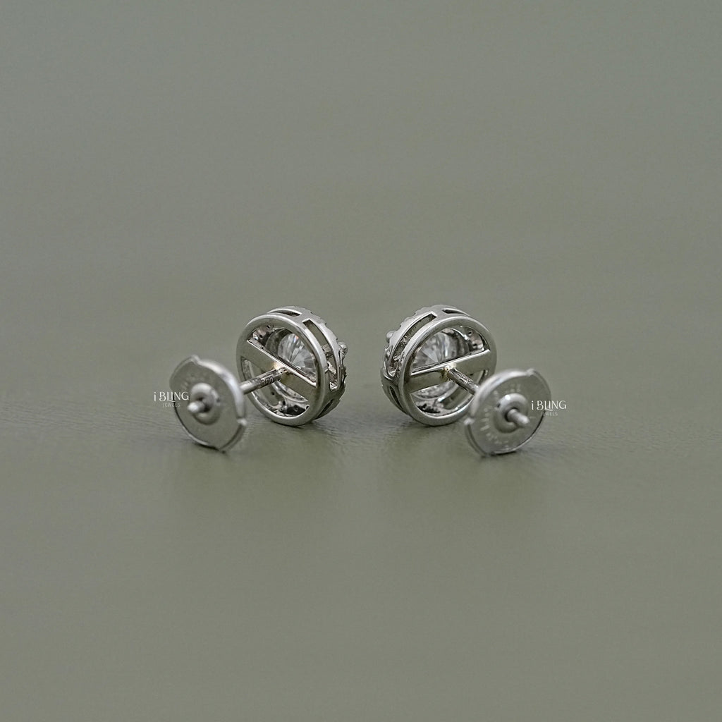 Round Cut Lab Grown Diamond Halo Stud