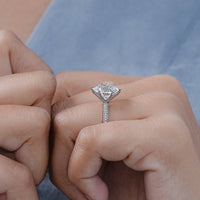 Round Cut Lab Diamond Pave Set Engagement Ring
