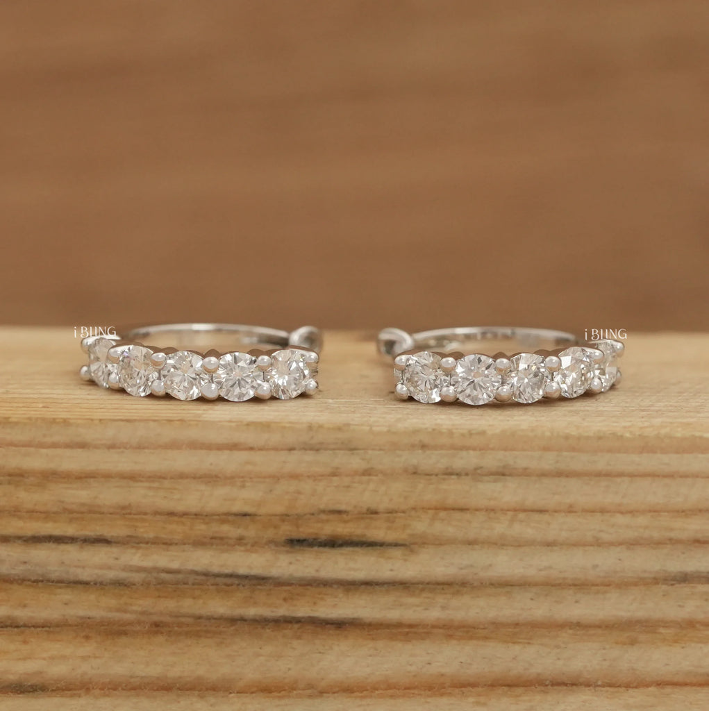 Round Cut Lab Diamond Huggie Hoop Earrings