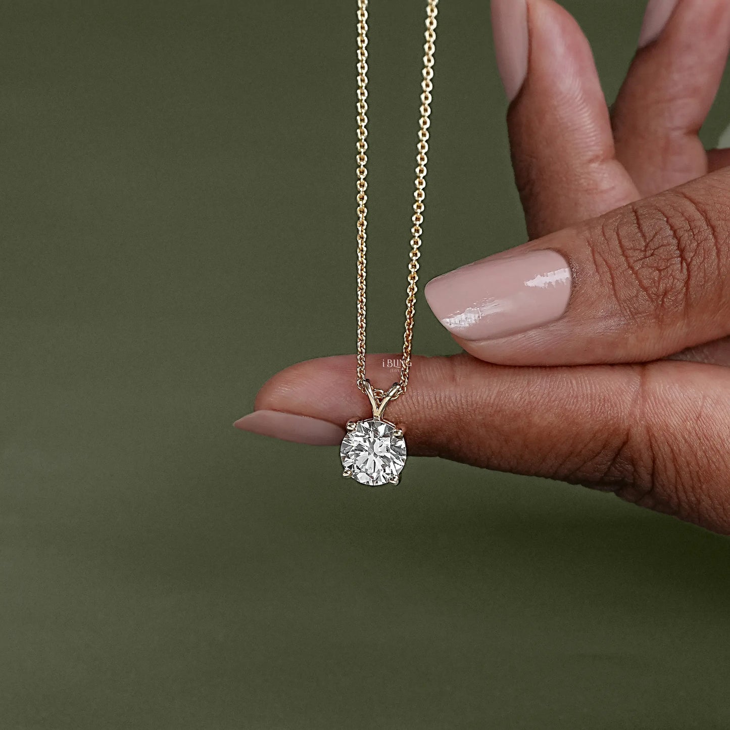 Round Cut Lab Grown Diamond Solitaire Necklace Pendants