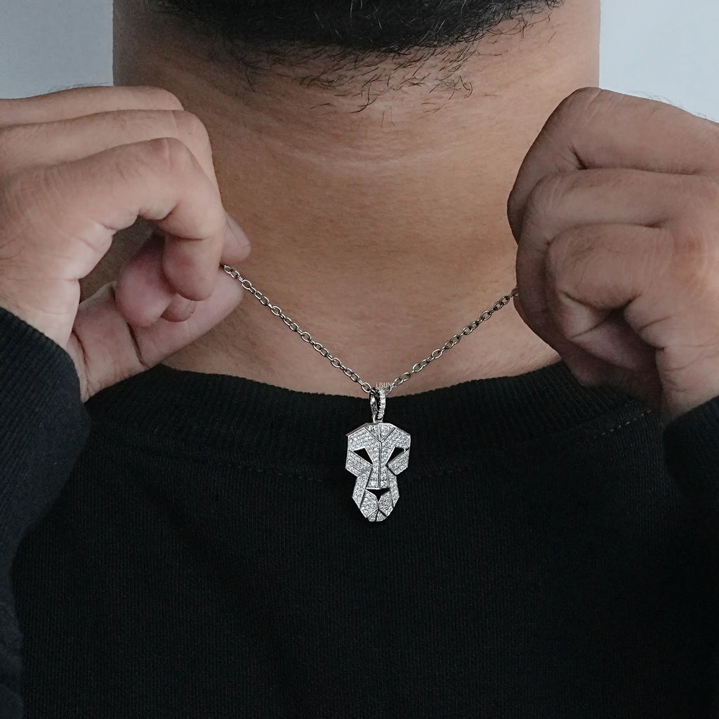 Lion Face Cut Round Lab Diamond Hip Hop Men's Pendant
