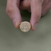 Round Cut Lab Diamond Libra Zodiac Unisex Ring