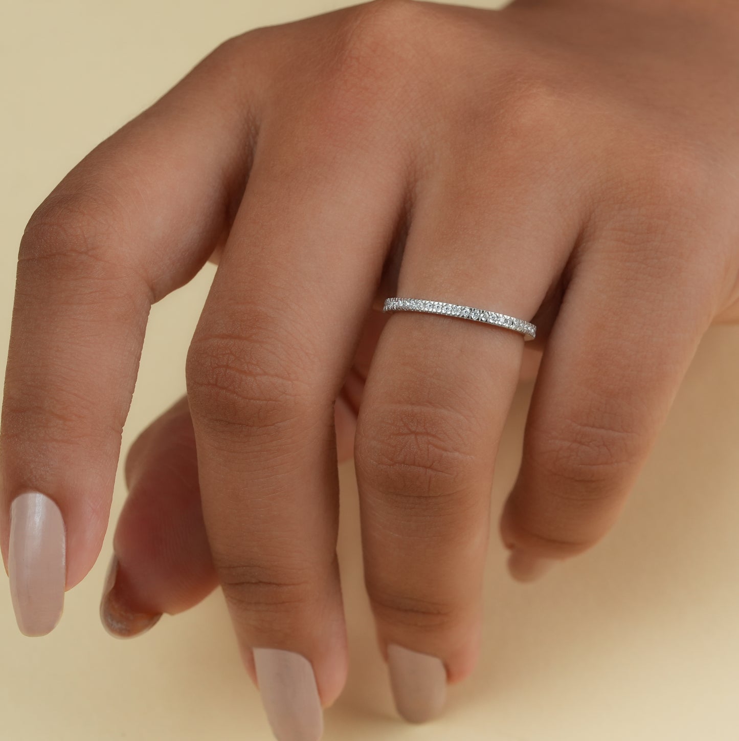 Round Cut Moissanite Eternity Wedding Band