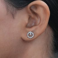 Open Circle Round Diamond Stud Earrings