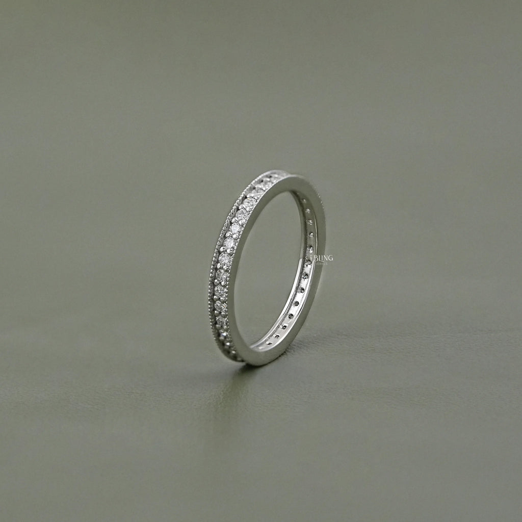 Round Diamond Pave Set Eternity Wedding Band