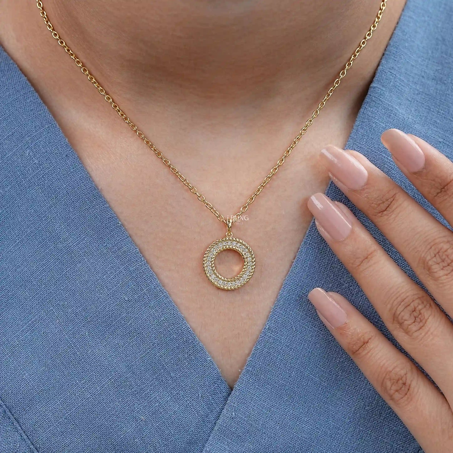 Open Circle Round Lab Diamond Pendant