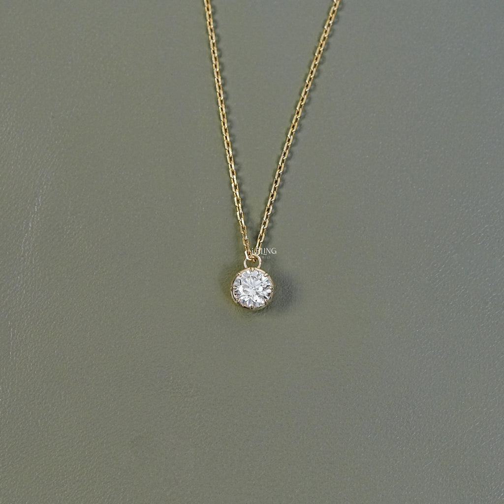 Round Lab Diamond Solitaire Necklace