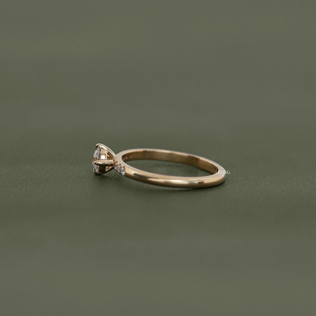 Old European Cut Accent Diamond Engagement Ring