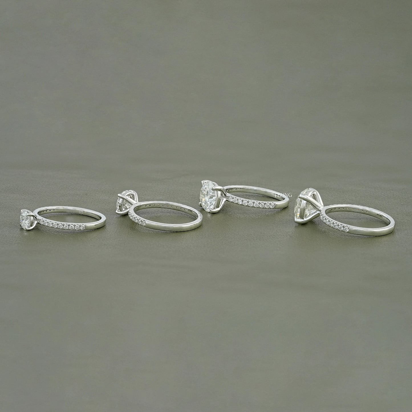 Round Moissanite Solitaire Accent Engagement Ring