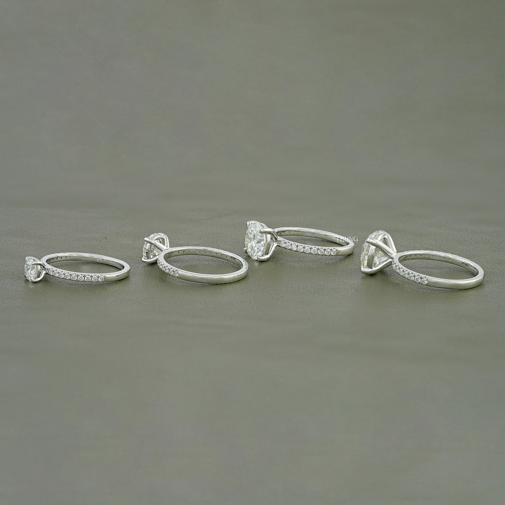 Round Moissanite Solitaire Accent Engagement Ring