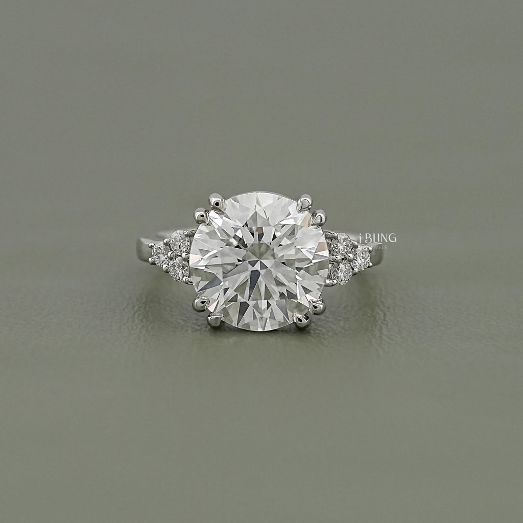 Round Cut Solitaire Accent Diamond Ring