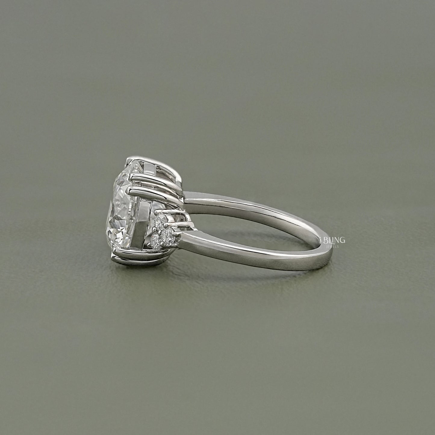 Round Cut Solitaire Accent Diamond Ring Solitaire Ring