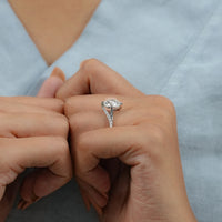 Round Cut Diamond Bypass Accent Engagement Ring