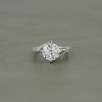 Round Cut Diamond Bypass Accent Engagement Ring