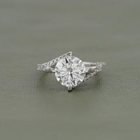 Round Cut Diamond Bypass Accent Engagement Ring