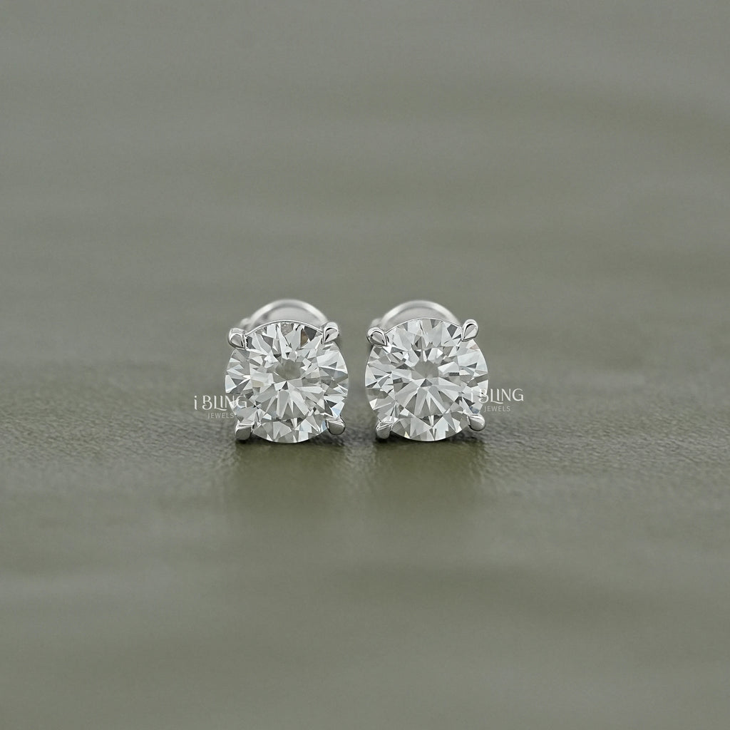 Round Cut Lab Grown Diamond Stud Earrings