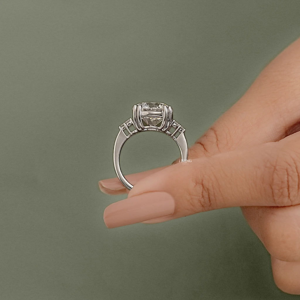 Round Cut Solitaire Accent Diamond Ring