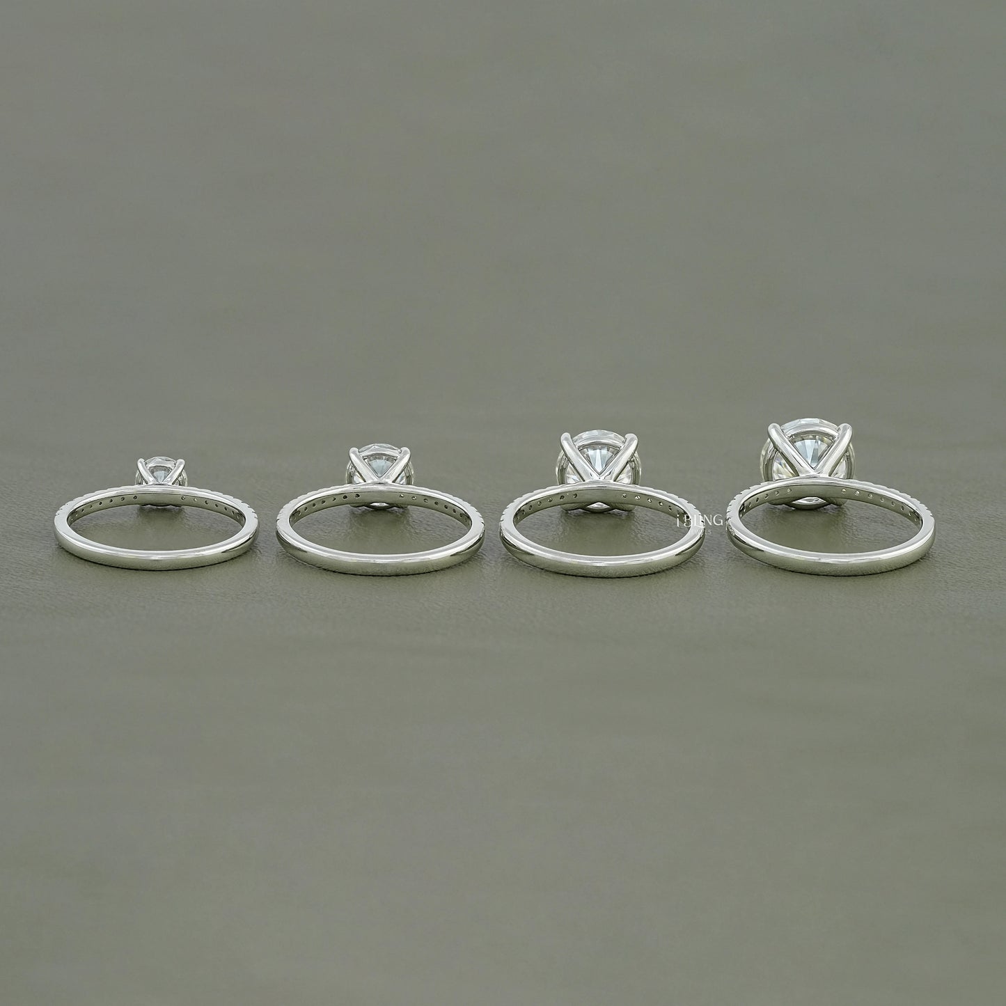 Round Moissanite Solitaire Accent Engagement Ring